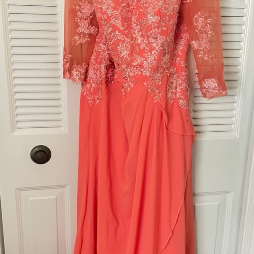 Formal dress with lace size 12 .Gently worn once. Like new